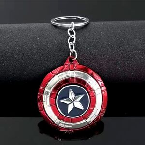 Captain America Shield Keychain Star Spinner Mens Christmas Birthday Gift NEW